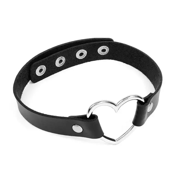 Woman Black Punk Choker Collar Necklace Sexy PU Leather Heart Lock Key Spike Chocker Gothic Cosplay Accessories Party Jewelry