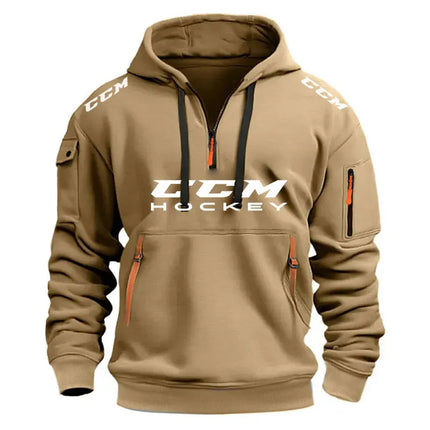 New Multi Pocket Zipper Fleece HOCKEY Sprots Hooded Casual Shirt for Men and Women Plus Size Loose Pullover Fashion Sweatshirt