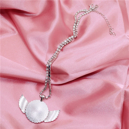 John Pork Is Calling Answer Call Phone Humor Funny Pig Graphic Glass Cabochon Angel Wings Pendant Necklace Jewelry Giftwholesale
