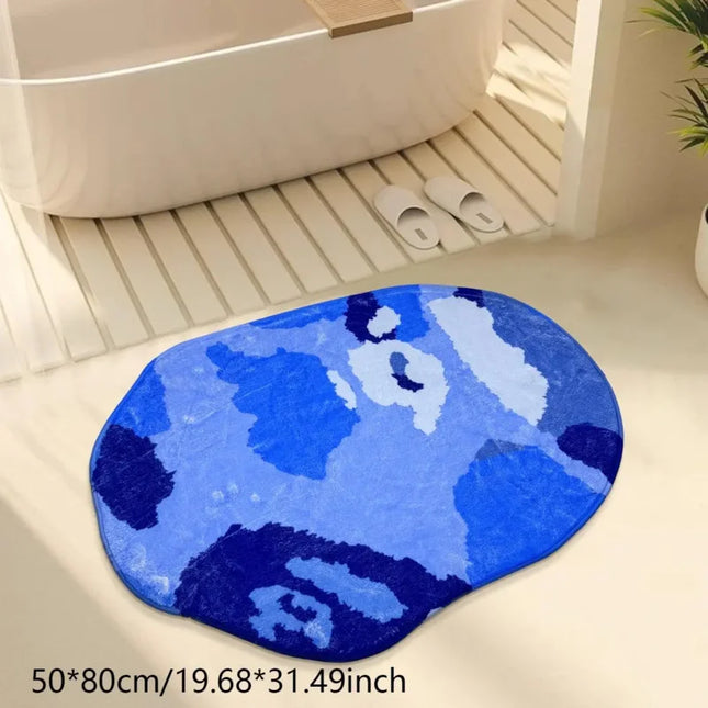 VIKAMA modern camouflage style oval bathroom carpet, anti-slip and washable floor mat, bathroom entrance shower room carpet