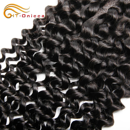 Kinky Curly Closure 4X4 Lace Closure Only Brazilian Remy 100% Human Hair Ear to Ear 13x4 Lace Frontal Closure Natural Color