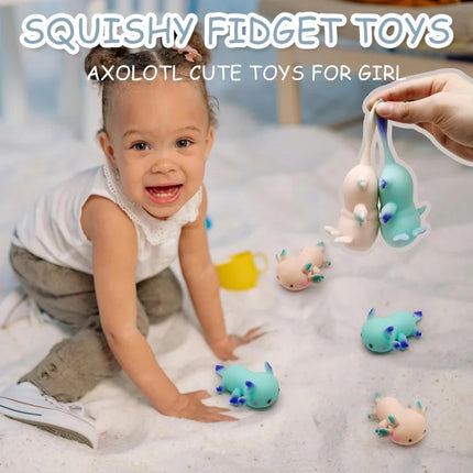 Axolotl Squishy Toys Stress Balls Salamander Squishy Dough Ball, Sensory Toys Fidget Balls, Stress Relief Toy Party Favors Gifts