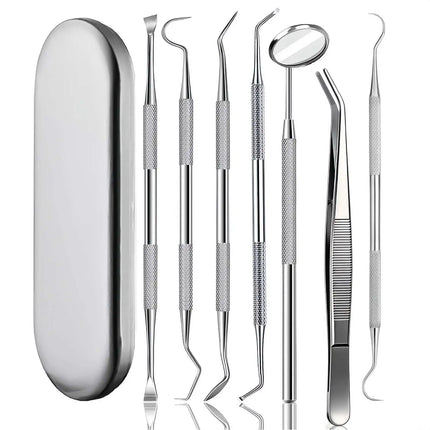 Dental Tools,Stainless Steel Teeth Cleaning Kit,Dental Pick Probe Tongue Scraper Tooth Scraper Plaque Tartar Cleaner Hygiene Kit