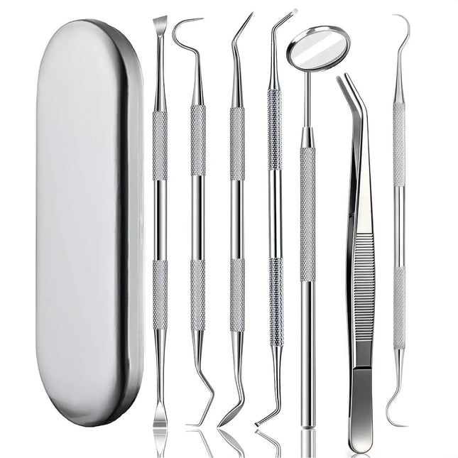 Dental Tools,Stainless Steel Teeth Cleaning Kit,Dental Pick Probe Tongue Scraper Tooth Scraper Plaque Tartar Cleaner Hygiene Kit