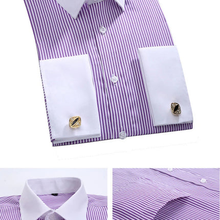 M~6XL Men's French Cuff Dress Shirt 2024New White Long Sleeve Formal Business Buttons Male Shirts Regular Fit Cufflinks Shirt