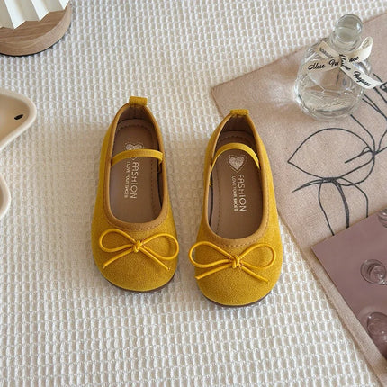 2025 Spring Autumn New Children Leather Shoes for Girls Fashion Korean Style Soft Sole Anti-slippery Sweet Bowtie Princess Shoes