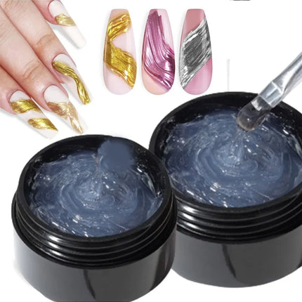 5ml 3D Clear Nail Gel and  Nail Art Mirror Powder Create metallic three-dimensional nail art 3D Painting Gel