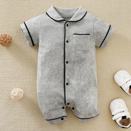 Summer Boys And Girls Plain Casual Pajamas Comfortable Cotton Short Sleeve Baby Clothing Bodysuit