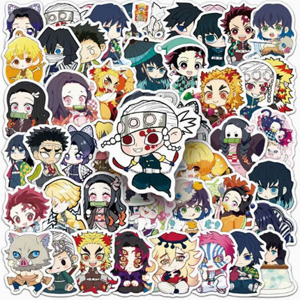 50pcs Various Cartoon Demon Slayer Graffiti Sticker Waterproof DIY Decals for Phone Ipad Luggage Thermos water bottle Decor