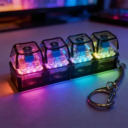 =Clickable Keyboard Keychain LED Light - Stress Anxiety Relief Fidget Toy, Portable Desktop Accessory for Office Decoration Gift