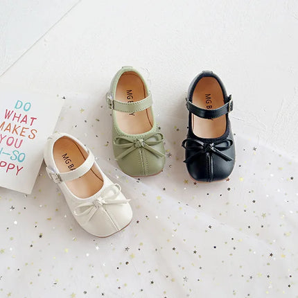 Fashion Mary Janes Shoes For Baby Butterfly Girls Flats Soft Singe Shoes For Kids Girls PU Leather Shoes