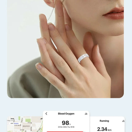 Diamond Smart Ring Heart Rate Monitor Waterproof Bluetooth Sleep Tracking Fitness Ring
