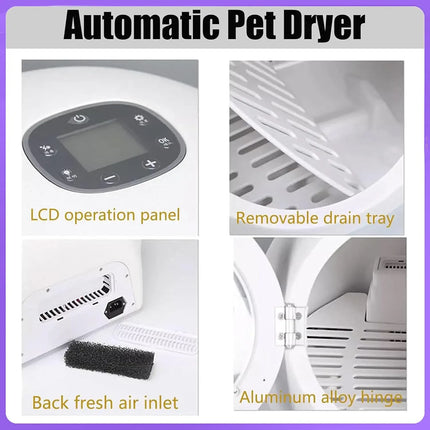 55L Ultra Quiet Pet Hair Dryer Box, 25-50℃ Temp Control, Automatic Safety Machine for Dogs & Cats, Custom