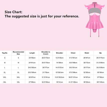 Womens Lingerie Latex Glossy Bodysuit Halter Zipper Crotch with Skit Hem And Garters Jumpsuit Raves Party Sexy Clubwear Costume