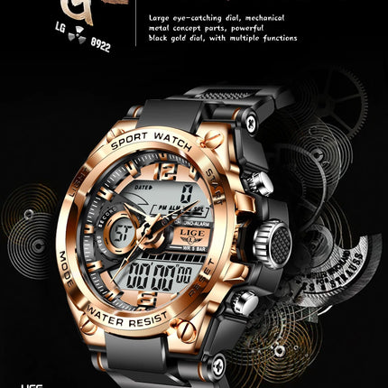 LIGE Men Military Watch Digital 50m Waterproof Wristwatch LED Quartz Clock Sport Watch Male Big Watches Men Relogios Masculino