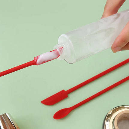 {HBA17} 1/3Pcs Cosmetic Bottle Silicone Mini Scraper Deep Bottle Scraper Cosmetic Spoon Double End 2 In 1 Jam Spatula