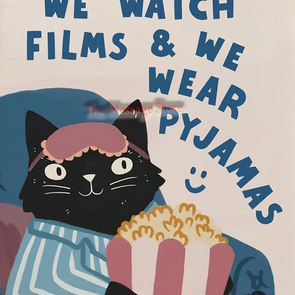Funny Cats Cartoon Minimalist Drawing Lazy Cat in Bed Cozy Bedroom Pets Lovers Poster Canvas Painting Wall Pictures Home Decor