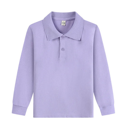 Boy Polo Shirt Kids Clothes Tops Solid Color Turn-down Collar Autumn Long Sleeve Polos Baby Boy T-shirts Children Shirts Teen