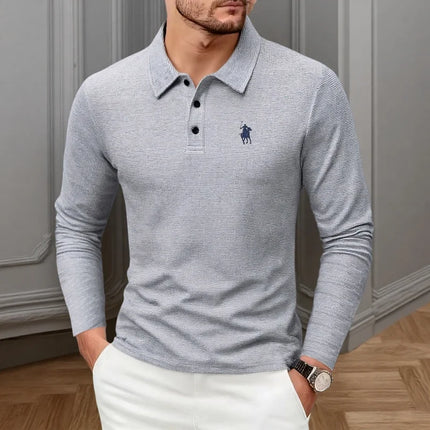 High-end fashion polo shirt, embroidered, long-sleeved, men's clothing, new autumn collection, comfortable and breathable, casual brand T-shirt