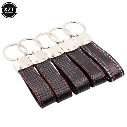 Fashion Black-red Leather Car Keychain Key Ring For Audi Sline RS VW R M AMG Rline GTI 3-color sports Key Chain Pendant