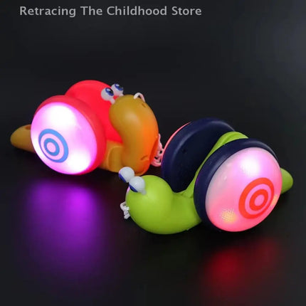 Baby Walker Pull String Snail Car Toy Learning To Walk Cartoon Pet Drag Rope Snail Interactive Glowing Pull-Along Snail Toy