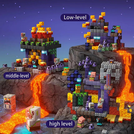 Magnetic Building Blocks Mine World Set - 300 Pieces Cave Theme Educational Toy