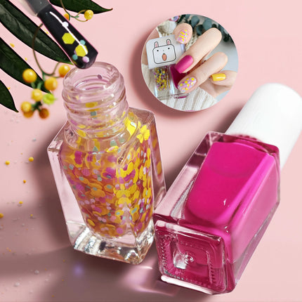D08 Love cycle 2-Bottle Set Nail Polish No-Bake Quick-Dry Long-Lasting Peelable Water-Based Triple Color Nail Polish