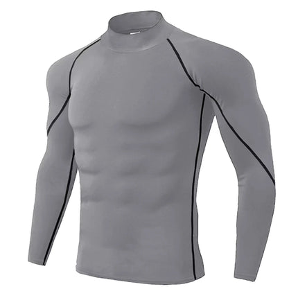 Men's Workout Compression Shirt Turtleneck Long Sleeve Rash Guard Gym Base Layer Athletic Undershirt Gear Sports Shirt