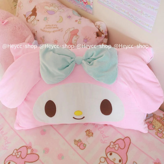 Kawaii Sanrio 42x68cm My Melody Bow 3D Ears Pillowcase Super Soft for Dorm Room Girls Ins Cute Cartoon Anime Holiday Gifts
