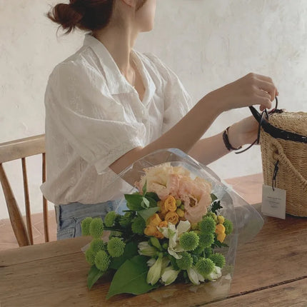 Ele ort Sve Chiffon irt Women's Summer Faion Design Sensation Unique Fairy Aosphere Sli Bubble Sve Blouse