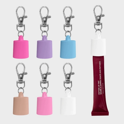 New Silicone Lip Balm Keychain Cap Makeup Tool Accessories Key Ring Lipstick Storage Cap Bag Pendant Lip Gloss Keychain Cap