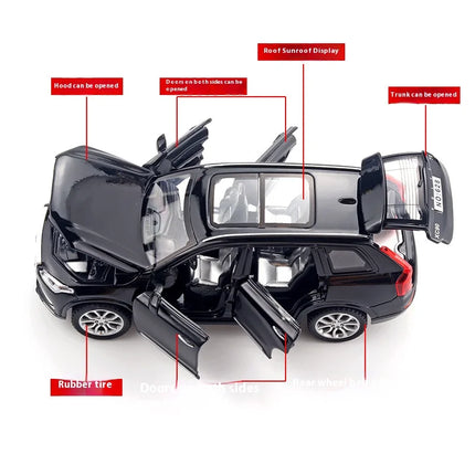 1:32 VOLVO XC90 SUV Alloy Car Model Diecast Metal Model Sound & Light Pull Back Toy Collect Display Ornaments Children Toys