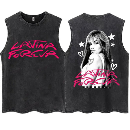 Wash KAROL G 2025 New Album Tropicoqueta Tank Tops Men Women Aesthetic T Shirt Casual Oversized 100% Cotton Sleeveless T Shirts
