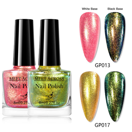 2pcs Chameleon Nail Polish Kit 8ml Natural Dry Saving Time Long Lasting Glitter Nail Art Polish For Manicure DIY Nail Supplies