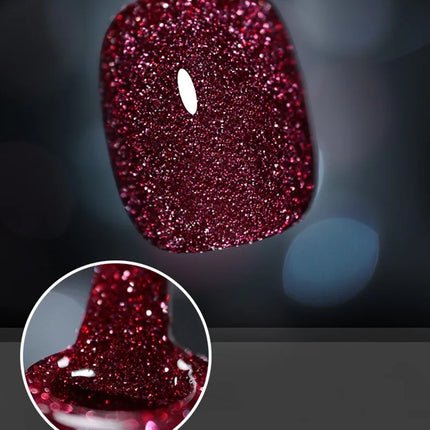 Glitter Reflective Gel Nail Polish 12 Color Red Pink UV Gel Varnish Sparkling Sequins Soak Off Nail Gel Nail Polish for Manicure