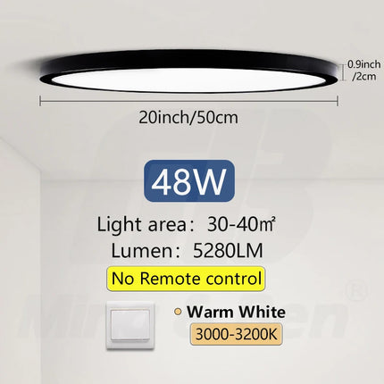 50cm Large Ceiling Lamp APP/Remote Control LED Smart Lights 48W Dimmable Fixture Indoor Lighting for Home Living Room Decoration