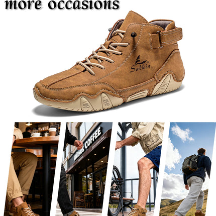New Handmade Men Boots Design Sneakers Man Outdoor Casual Leather Men Sneakers Ankle Boots Trekking Fall Breathable Hot Sale