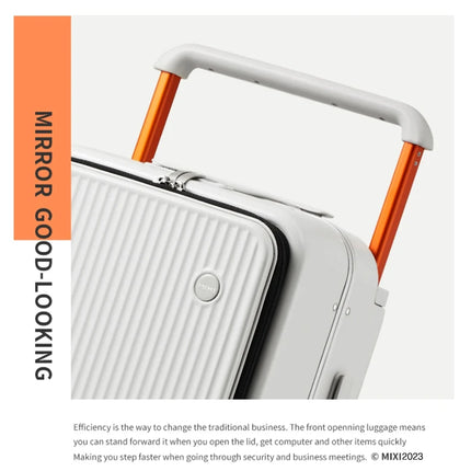 Mixi Front Laptop Pocket Suitcase Wide Handle Travel Suitcase Men 20''Carry-On Luggage Women PC Aluminum Frame Trolley Case 24''
