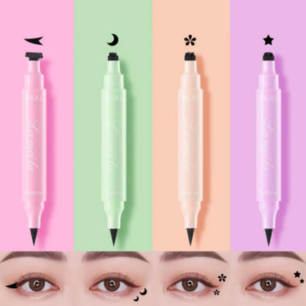 1PC 2 in 1 Eyeliner Stamp Pencil Waterproof Double-ended Black Liquid Eye Liner Pen Quick Dry Triangle Seal Eye Liner Make Up