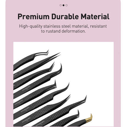 SAKURAHANA Professional Eyelash Tweezers Black Fiber Tip For Lash Extensions Mega Volume Mink Lashes Tool Makeup Artist Kit