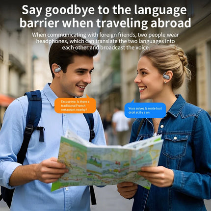144 Languages AI Translation Earbuds,Bluetooth 5.4 Headphones Translator,Smart Mode Touch Screen Real-Time Earphones Fit Work