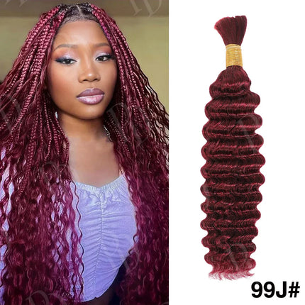Pre-Colored Deep Wave Bulk Braiding Human Hair No Weft Remy Bulk Human Hair 14-28" Boho Curly Bulk Hair Extension Crochet Braids