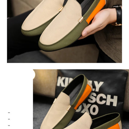 2025 Spring/Autumn New Arrivals: Fashionable Men's Shoes Large Colour Block Patchwork Loafers Versatile Stylish  Student Shoes