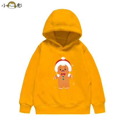 Christmas Reindeer Bear Santa Claus Children Hooded Sweatshirt Boy Girl Autumn Winter Daily Outdoor Casual Loose Warm Sportswear