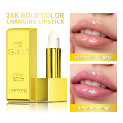 Color Changing Lipstick 2 in 1 Lip Blush Balm 24K Gold Long Lasting Moisturizing Nourishing Lips Plumper Deep Hydration Care
