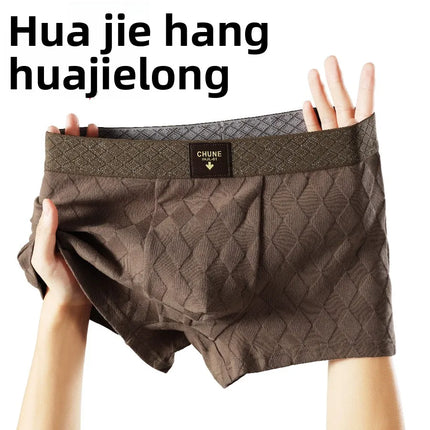 3 Pack Huajielong Men Cotton Boxer Briefs Breathable Comfortable Underwear Solid Color