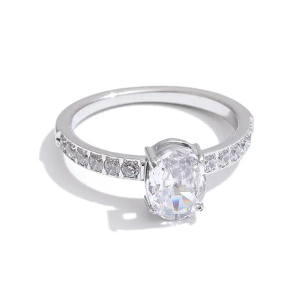 Yhpup Size 6789 AAA Shiny Cubic Zirconia Engagement Wedding Ring for Women Stainless Steel High Quality Premium Jewelry Gift