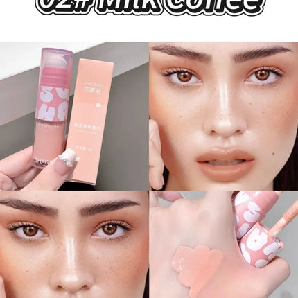 SHAQINUO Double-ended Liquid Blush with Dizzy Dye Brush, Natural, Complexion-enhancing, Low-saturation, Matte Blush Liquid