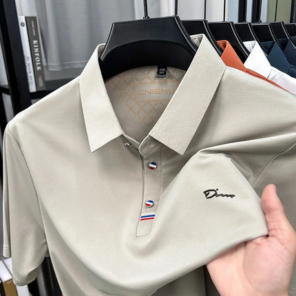 Luxury Man Short-Sleeved Polo Shirt Lapel Button Letter Embroidery Spring Casual Elegance T-Shirt Simple Business Men's Clothing