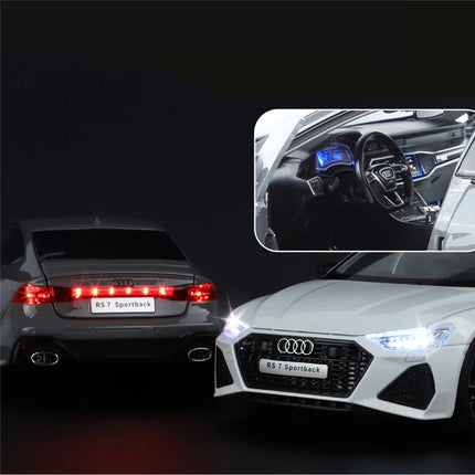1:18 Key Remote Control Version AUDI RS7 Alloy Sports Car Model Diecast Metal Racing Vehicle Car Model Sound Light Kids Toy Gift
